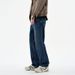 Men's Autumn/Winter Elastic Jeans 441g Straight Leg Loose Fit Imperial Blue Long Pants Versatile Mid Waist Slight Stretch_mkmklike.com