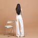 Women's White Wide Leg Linen Blend Jeans - High Waist Straight Leg Trousers, Breathable & Comfortable Summer Pants_mkmklike.com