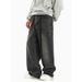 Nordmann American Wide-Leg Black Gray Jeans Men Loose Retro Casual High Street Trendy Brand Vibe Style Draped Straight-Leg Pants_mkmklike.com