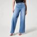 Women's High Waist Stretch Washed Denim Wide Leg Pants - Comfortable Mid Rise Jeans With Elastic Waistband For Casual Wear_mkmklike.com