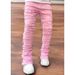 Stretchable Layered Patchwork Straight Leg Jeans For Women – Comfortable Cotton Denim Pants With Floral Print (S-XXL, Multiple Colors)_mkmklike.com