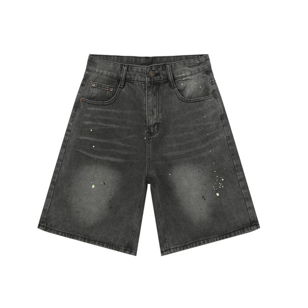 Nirben Denim | American Trendy Brand Ink Splashed Paint Dot Denim Shorts Men's High Street Loose Straight Five Point Pants_mkmklike.com