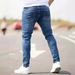 Men's Slim Fit Ripped Jeans - Distressed Denim Pants With Stylish Tears For Urban Streetwear Look_mkmklike.com