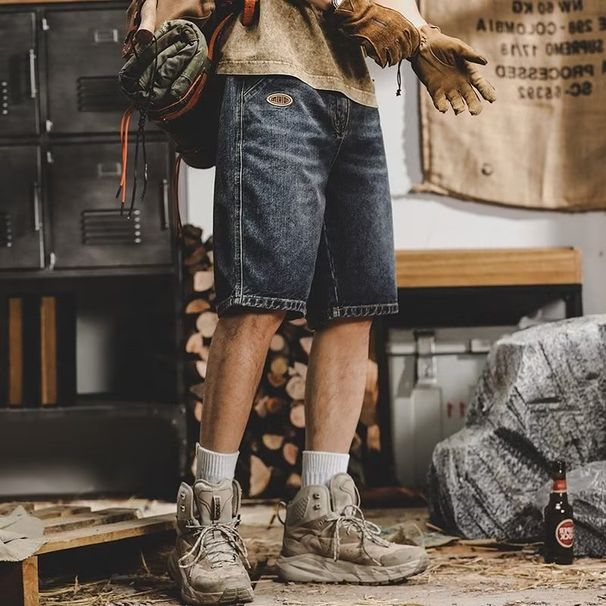Men's Washed Workwear Denim Shorts Summer Thin Mid-Length Loose Straight Sports Pants American Street Versatile_mkmklike.com