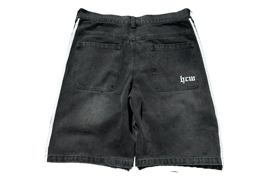 Men's Clothing Trendy Brand HCW Embroidered Denim Shorts Men's High Street Fashion Casual Versatile Loose Straight Shorts_mkmklike.com