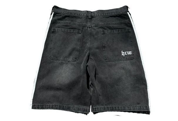 Men's Clothing Trendy Brand HCW Embroidered Denim Shorts Men's High Street Fashion Casual Versatile Loose Straight Shorts_mkmklike.com