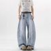 Deconstructed Ripped Curved Blade Straight Leg Jeans, Unisex Oversized Clean Fit High Street Casual Denim Pants_mkmklike.com