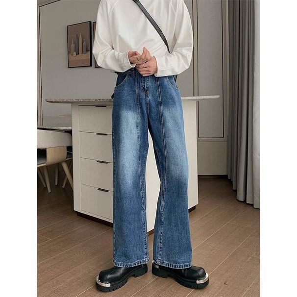Men's Wide Leg Blue Jeans Spring Summer Korean Style Trendy Loose Straight Leg Pants Versatile_mkmklike.com