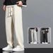 Casual Sports Long Pants Male Garment Men Casual Pants Solid Color Drawstring Elastic Waist Loose Fit Long Trousers_mkmklike.com