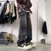 Men's Loose Straight Leg Cargo Jeans Multi Pocket High Street Washed Retro Edgy Look Trousers For Spring Autumn_mkmklike.com