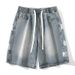 American Summer Denim Shorts Men's Trend Wearing Large Pants Men's Casual Pants Loose And Versatile Five-point Pants Trend_mkmklike.com