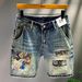 Retro High Street Fashion Loose Harem Men's Denim Shorts Trendy Ripped Patch 5 Point Pants Summer New Personality_mkmklike.com