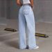 Summer Korean Style Retro Women's Jeans Loose Fit Slimming Wide Leg Floor Length Pants Solid Color England Style Fashion_mkmklike.com