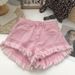 Women’s Clothing Summer New Style Small Pink Denim High Waist Hot Girl Raw Edge Loose Shorts New Style Tassel Hot Pants_mkmklike.com