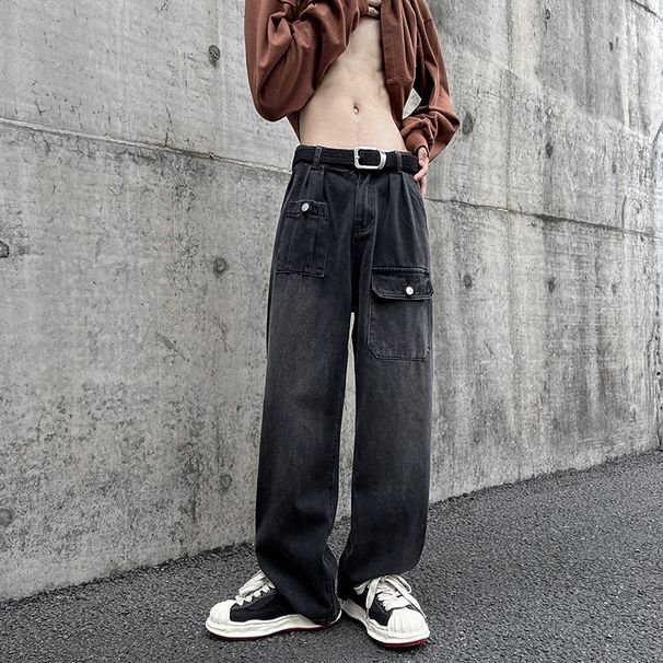 Nordmann Men's Cargo Jeans Autumn Winter New American Style Wide Leg Floor-Length High Street Ins Trend Brand Straight Casual_mkmklike.com