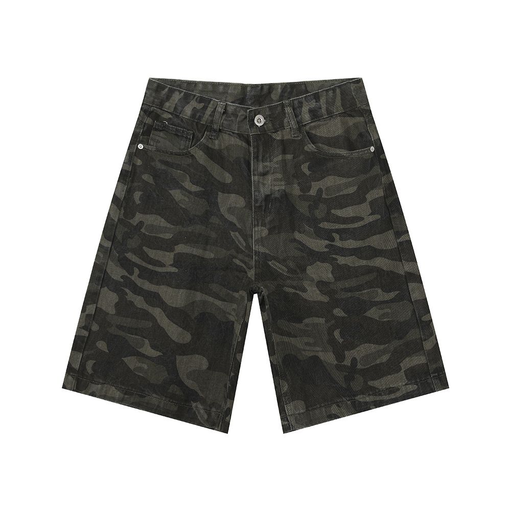Men's Clothing | Distressed Washed Denim Shorts For Men, Summer Straight Leg, Five Point Pants, Retro Mid Length Pants_mkmklike.com