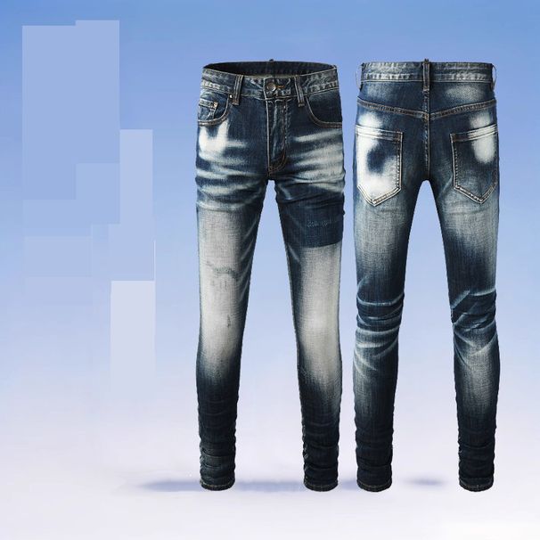 Men's Clothing Comfortable Soft Jeans Handsome Stretch Slim Slim Fit Stretch Jeans - Trendy D2 Style Light Wash Denim Pants For Casual & Streetwear_mkmklike.com