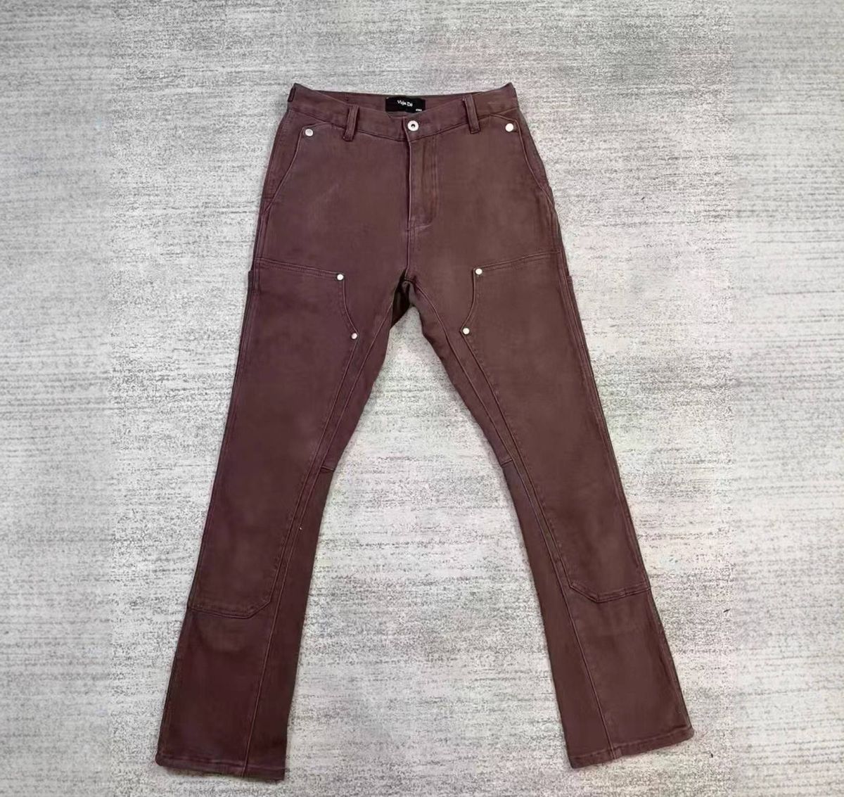 Cleanfit Stretch Flare Jeans For Women - Vintage Washed Denim Pants With Mid Rise & Zip Fly, Comfortable Straight Leg Trousers (Brown)_mkmklike.com