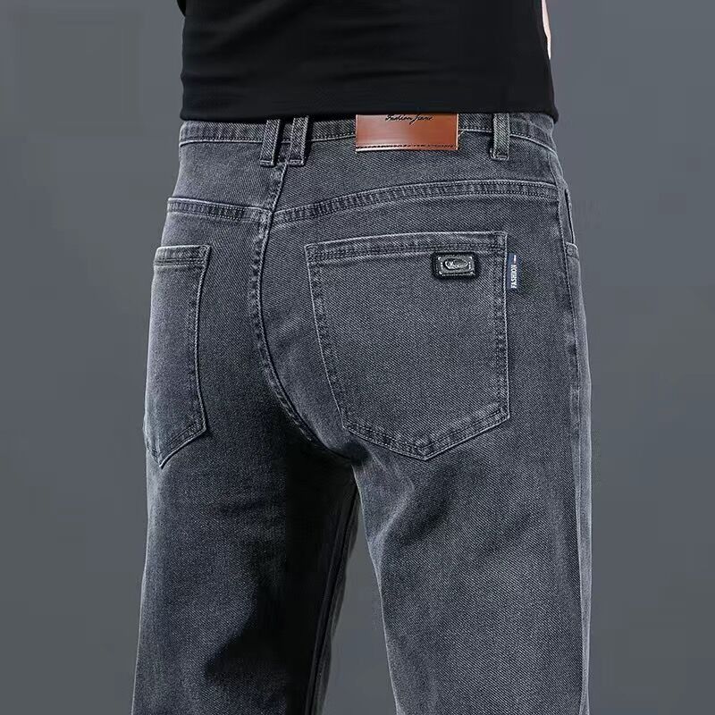 Men's High-Waisted Stretch Jeans - Relaxed Straight Leg Comfort Trousers For All-Day Wear_mkmklike.com