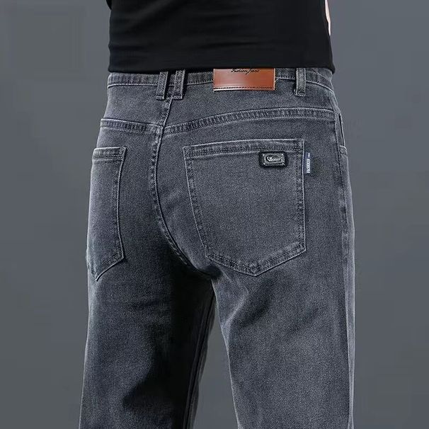 Men's High-Waisted Stretch Jeans - Relaxed Straight Leg Comfort Trousers For All-Day Wear_mkmklike.com