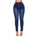 Women's Slim Fit Stretch Jeans - High Waisted Skinny Denim Pants In White/Black/Navy/Medium Blue/Light Blue (S-3XL) | Comfortable Cotton Blend_mkmklike.com