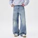 Men's & Women's Streetwear Light Blue Jeans - Relaxed Fit Straight Leg Washed Denim Pants With Multi-Pocket Design_mkmklike.com