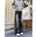 Men's Clothing High Street Style Wide Leg Jeans Hip Hop Loose Straight Leg Flared Pants Tie Dye Gradient Youth Casual Trousers_mkmklike.com