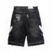 Men's Clothing Retro Washed Loose Shorts Personality Trend Pattern Street Straight Jeans Men_mkmklike.com
