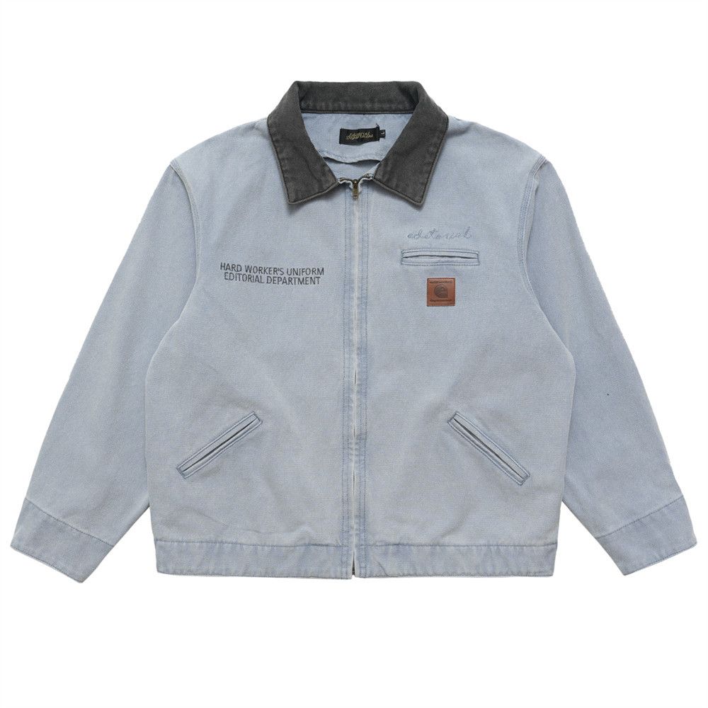 Men's Clothing Colorblock lapel zipper jacket for men high street fashion brand spring and autumn loose casual canvas workwear denim jacket_mkmklike.com