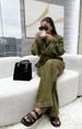 Women's Denim Two-Piece Suit - Long Sleeve Jacket With Collar & Pockets + Belted Straight-Leg Pants (Casual Chic, Office Wear, Stretch Comfort Fit)_mkmklike.com