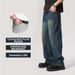 CATTEEIUS Men's Washed Straight-Leg Jeans Vintage Blue Relaxed Fit Casual Streetwear Denim Pants_mkmklike.com