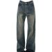 Men's Vintage Washed Jeans – High Street Oversized Wide-Leg Denim Pants With Distressed Details (Blue, S-3xl)_mkmklike.com