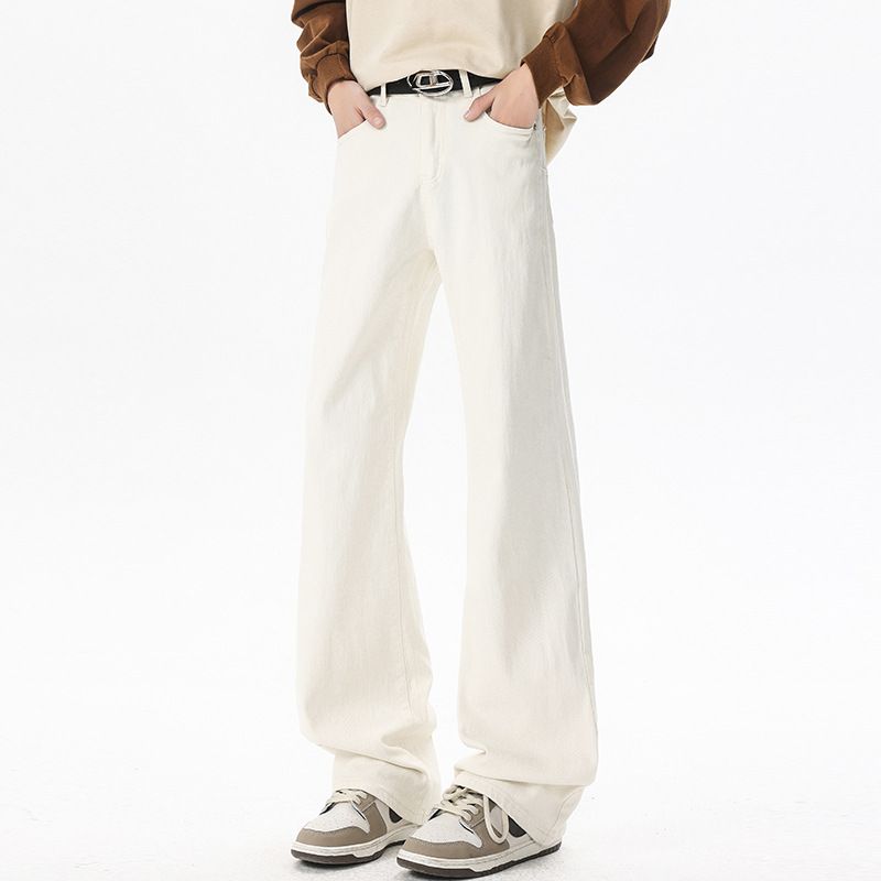 Nordmann Muqiu Clothing | American High Street Cleanfit Flared Jeans Men's Cool Retro Loose Washed Long Pants_mkmklike.com