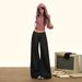 New Autumn And Winter Red Buttonhole Low-waist Loose A-line Washed Original Color Trendy Women's Denim Wide-leg Pants_mkmklike.com