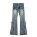 Edgy Straight-Leg Jeans For Women – Vintage Washed Denim, Mid-Rise, No Stretch (S-L, Black/Blue)_mkmklike.com