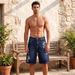 Men's Clothing Men's Blue Printed Denim Shorts Loose Fit Spring Summer For Formal & Casual For Men High Street Cleanfit Jeans Retro_mkmklike.com