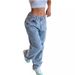 European and American foreign trade cross border supply casual retro loose denim trousers for women_mkmklike.com