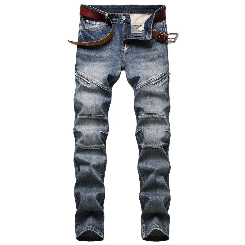 Men's Clothing Autumn/Winter New Men's Jeans, Personality, Nostalgic, Zipper Decoration, Jeans, Trendy Men_mkmklike.com