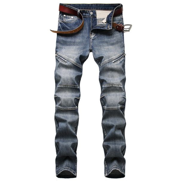 Men's Clothing Autumn/Winter New Men's Jeans, Personality, Nostalgic, Zipper Decoration, Jeans, Trendy Men_mkmklike.com