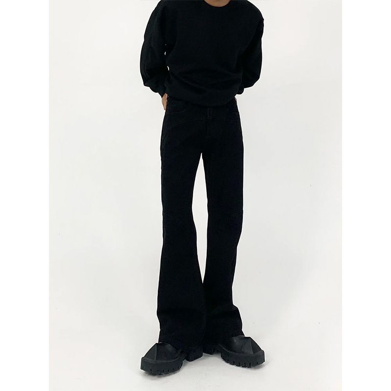 Nordmann European And American Style Flared Jeans For Men New High-Waisted Slimming Trendy Brand High Street Black Casual_mkmklike.com