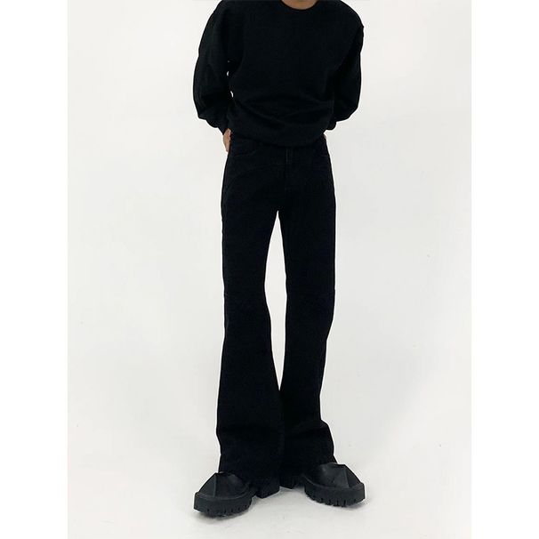 Nordmann European And American Style Flared Jeans For Men New High-Waisted Slimming Trendy Brand High Street Black Casual_mkmklike.com