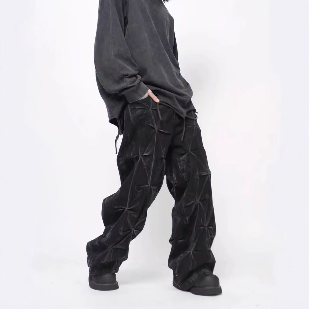 Heavyweight Distressed Jeans – Punk-Inspired Tie-Dye Denim Pants For Men (L-3XL, Cotton Blend, Button Fly, Oversized Fit)_mkmklike.com