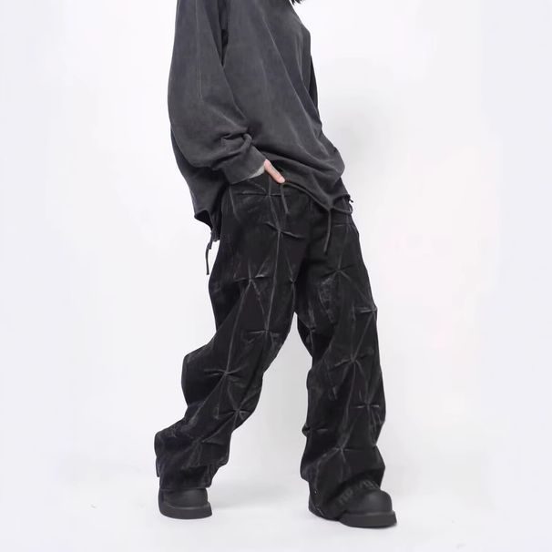 Heavyweight Distressed Jeans – Punk-Inspired Tie-Dye Denim Pants For Men (L-3XL, Cotton Blend, Button Fly, Oversized Fit)_mkmklike.com