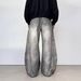 Streetwear Letter Print Jeans For Men – Oversized Hip-Hop Denim Pants With Graffiti-Inspired Design & Washed Effect (S-3XL, Smoky Grey)_mkmklike.com