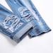 Men's Distressed Denim Jeans – Vintage Washed Blue With Contrast Stitching & Knee Rips (28-42 EU Sizes) | Streetwear Staple_mkmklike.com