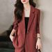 Women's Clothing Red simple fashion suit suit women's suit jacket high waist straight fashion_mkmklike.com