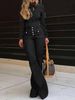 New style breasted high-waisted jeans for women slimming temperament flared trousers_mkmklike.com
