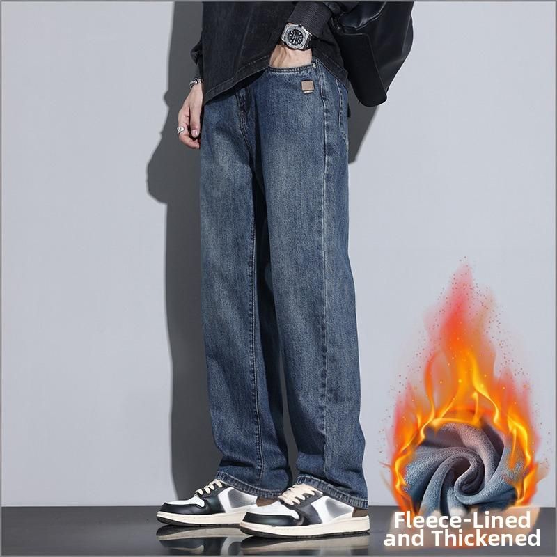 Men's Clothing Men's Fleece Lined Loose Straight Leg Jeans Classic Fit Denim For Formal & Casual Tretch Jeans Classic Slim Fit Straight_mkmklike.com
