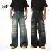 EF JEANS | 2025 New American Personality Street Wear Old Jeans Loose Versatile Wide Leg Pants_mkmklike.com