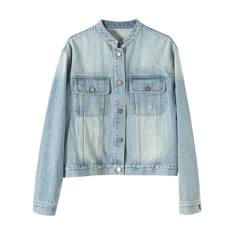 Women's Clothing Petite Slimming Denim Jacket Women's Casual Retro Style Short Top For Autumn_mkmklike.com